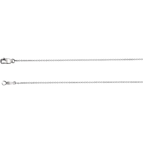 14k White Gold 1mm Solid Cable 20" Chain