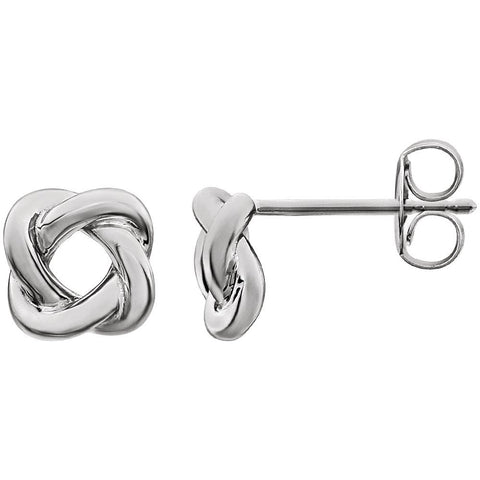 14k White Gold Knot Design Earrings