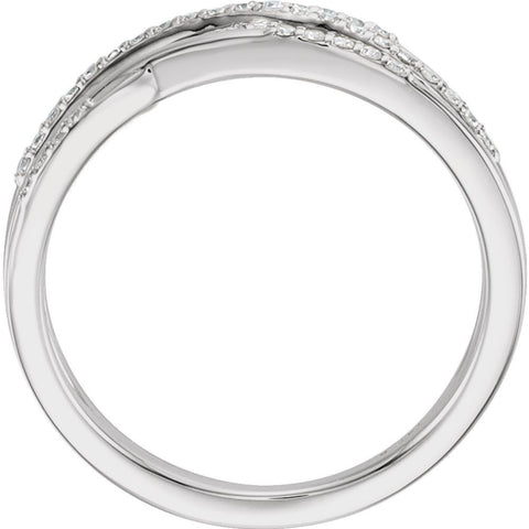 14k White Gold 1/5 CTW Diamond Criss-Cross Ring, Size 7