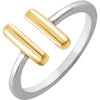14k White & Yellow Gold Double Vertical Bar Ring, Size 7