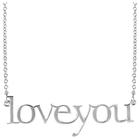 14k White Gold "Love You" 17.5" Necklace