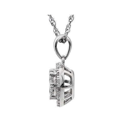 14k White Gold 3/8 CTW Halo-Style Diamond Heart 18" Necklace