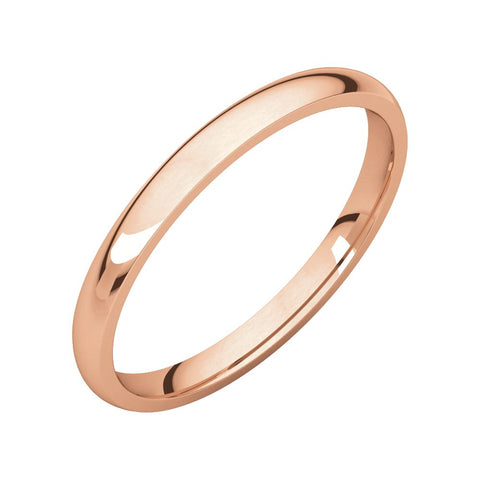 14k Rose Gold 2mm Light Comfort Fit Band, Size 7