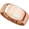 14k Rose Gold 7mm Half Round Light Band, Size 6.5