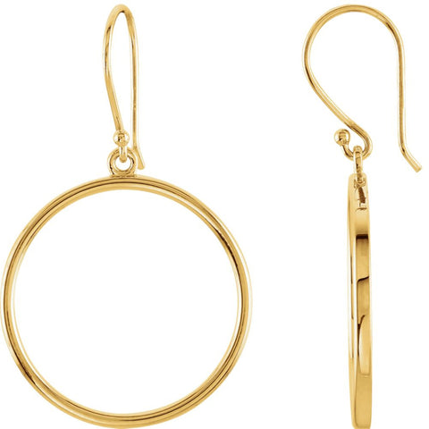 14k Yellow Gold Circle Shaped Earrings