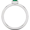 Sterling Silver Imitation Emerald Bezel Ring, Size 7