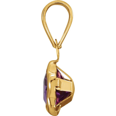 14k Yellow Gold February CZ Birthstone Pendant