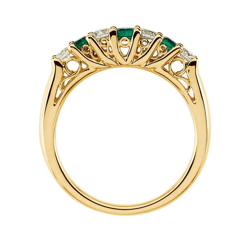 14k Yellow Gold Emerald & 1/3 CTW Diamond Anniversary Band, Size 7