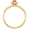 14k Yellow Gold Chatham® Created Ruby & .04 CTW Diamond Halo-Style Ring, Size 7