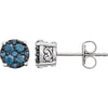 14K White Gold 3/8 CTW Blue Diamond Cluster Earrings