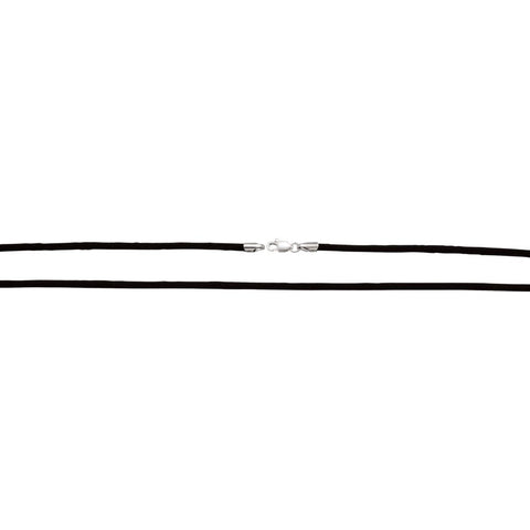 Sterling Silver 2mm Black Satin 16" Cord