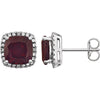 14K White Gold Mozambique Garnet & 0.06 CTW Diamond Earrings