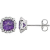 14k White Gold Amethyst & 1/10 ctw. Diamond Earrings