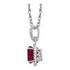 Sterling Silver Lab-Grown Ruby and .01 CTW Diamond 18" Necklace