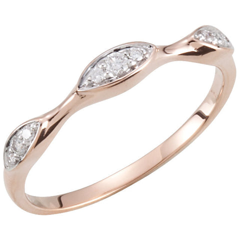 14k Rose Gold Stackable Diamond Ring, Size 7