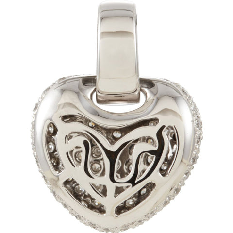 14k White Gold 1 CTW Diamond Pavé Heart Pendant