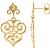 Pair of Decorative Dangle Earrings in 14k Yellow Gold