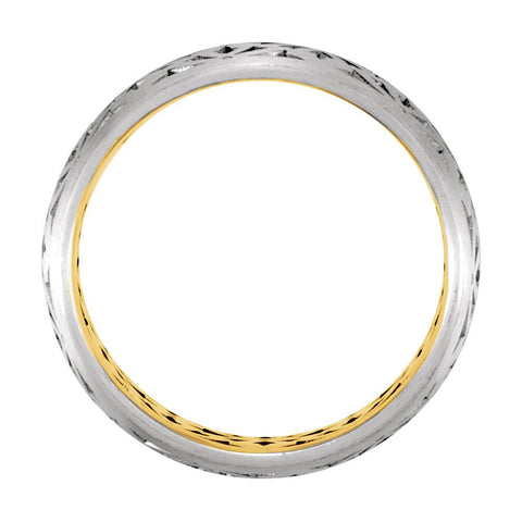 14K White & Yellow Gold 8mm Laser Pierced Band Size 9.5