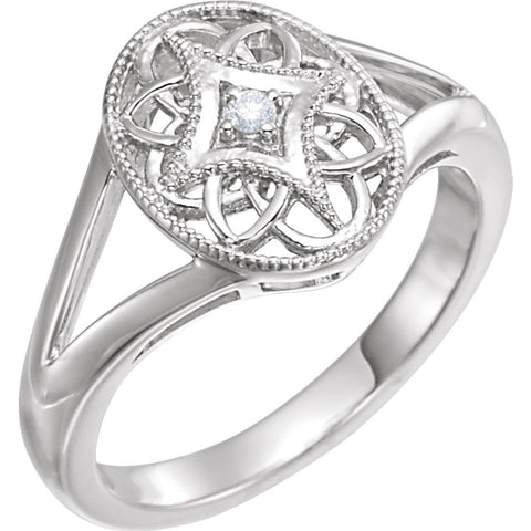 Sterling Silver .025 CTW Diamond Ring Size 6
