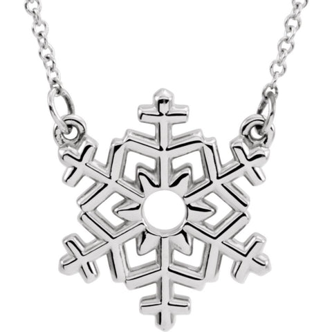 14k White Gold Snowflake 16" Necklace