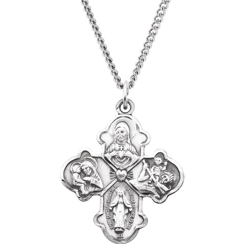 Sterling Silver 31x26.25mm Four-Way Cross 24" Necklace