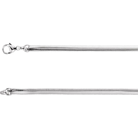 Sterling Silver 4.25mm Oval Snake 18" Chain