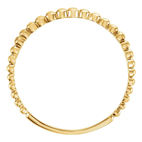 14k Yellow Gold Beaded Stackable Ring Size 7