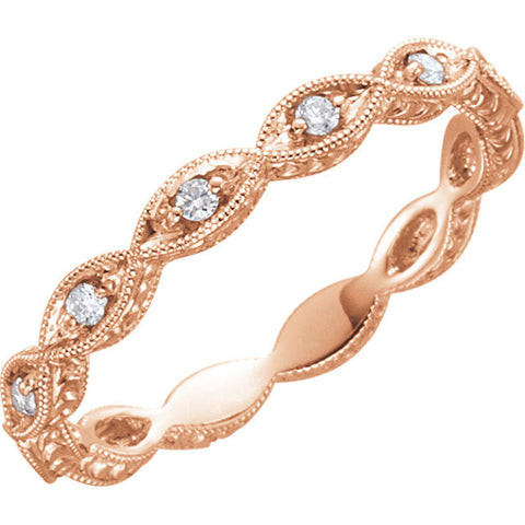 14k Rose Gold 1/8 CTW Diamond Anniversary Band Size 6.5
