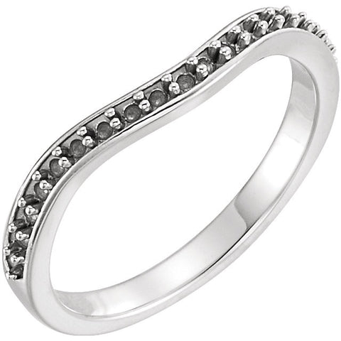 14k White Gold 1/4 CTW Diamond Curved Band, Size 7