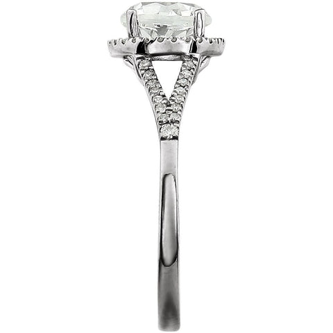 14k White Gold Lab Created White Sapphire & 1/6 CTW Diamond Ring, Size 7