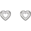 14k White Gold Heart Earrings