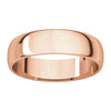 14k Rose Gold 5mm Half Round Light Band, Size 9.5