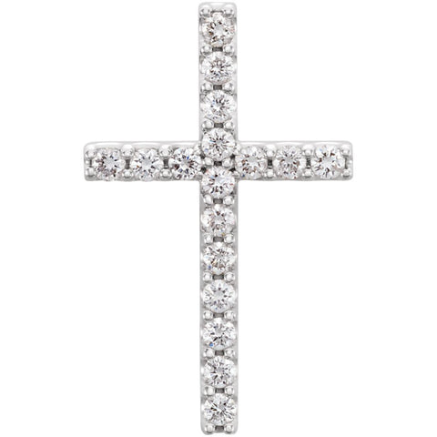 14k White Gold 1/3 CTW Petite Diamond Cross Pendant