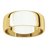 10k Yellow Gold 7mm Half Round Light Band, Size 8
