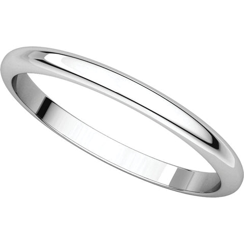 Sterling Silver 2mm Half Round Band, Size 8.5