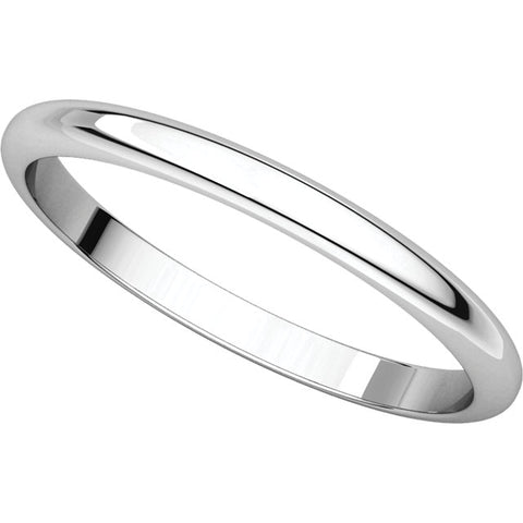 Sterling Silver 2mm Half Round Band, Size 6