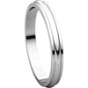14k White Gold 2.5mm Half Round Edge Band, Size 7