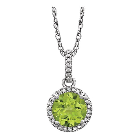 Sterling Silver Peridot & .01 CTW Diamond 18" Necklace