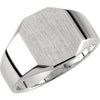 09.00X07.00 mm Octagon Signet Ring in 14k White Gold ( Size 6 )