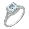 14k White Gold Aquamarine & 1/5 ctw. Diamond Ring, Size 7