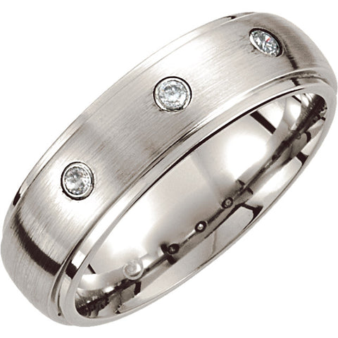 Cobalt 7mm 1/10 CTW Diamond Satin Finished Grooved Band Size 10