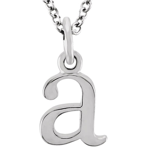 14k White Gold "a" Lowercase Initial 16" Necklace