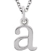 14K White Gold "A" Lowercase Initial 16-Inch Necklace