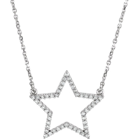 14k White Gold 1/4 CTW Diamond Star 16" Necklace