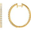 14K Yellow Gold 3 CTW Diamond Hinged Inside/Outside Hoop Earrings