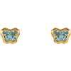 14k Yellow Gold March CZ Birthstone Earrings with Screw Backs