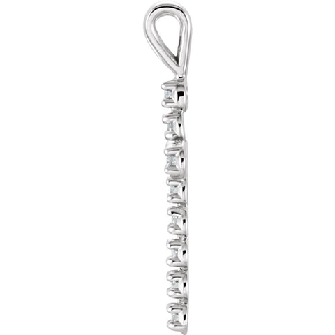 14k White Gold 1/8 CTW Diamond Cross Pendant