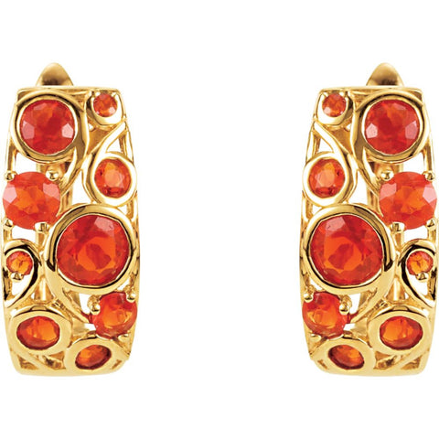 14k Yellow Gold Cabochon Hinged Earrings