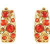 14k Yellow Gold Cabochon Hinged Earrings