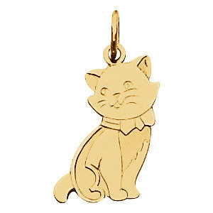 Elegant and Stylish 17.75X9.5 MM Cat Charm in 14K Yellow Gold, 100% Satisfaction Guaranteed.